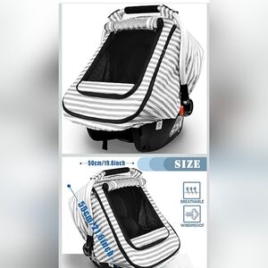Gray and White Striped Car Seat Cover